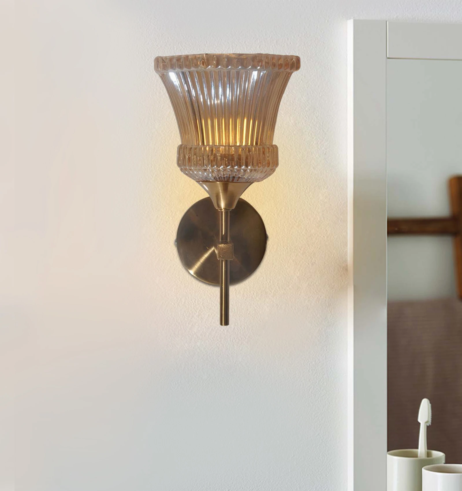 Victorian Wall Shade Amber Glass Wall Light