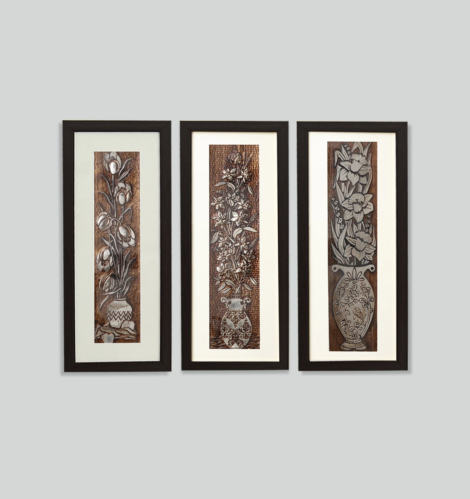 Egyptian Peony Flower Wall Painting Set Of 3