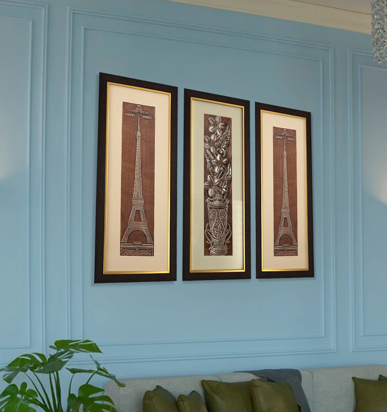 Eiffel Tower And Flower Wall Painting