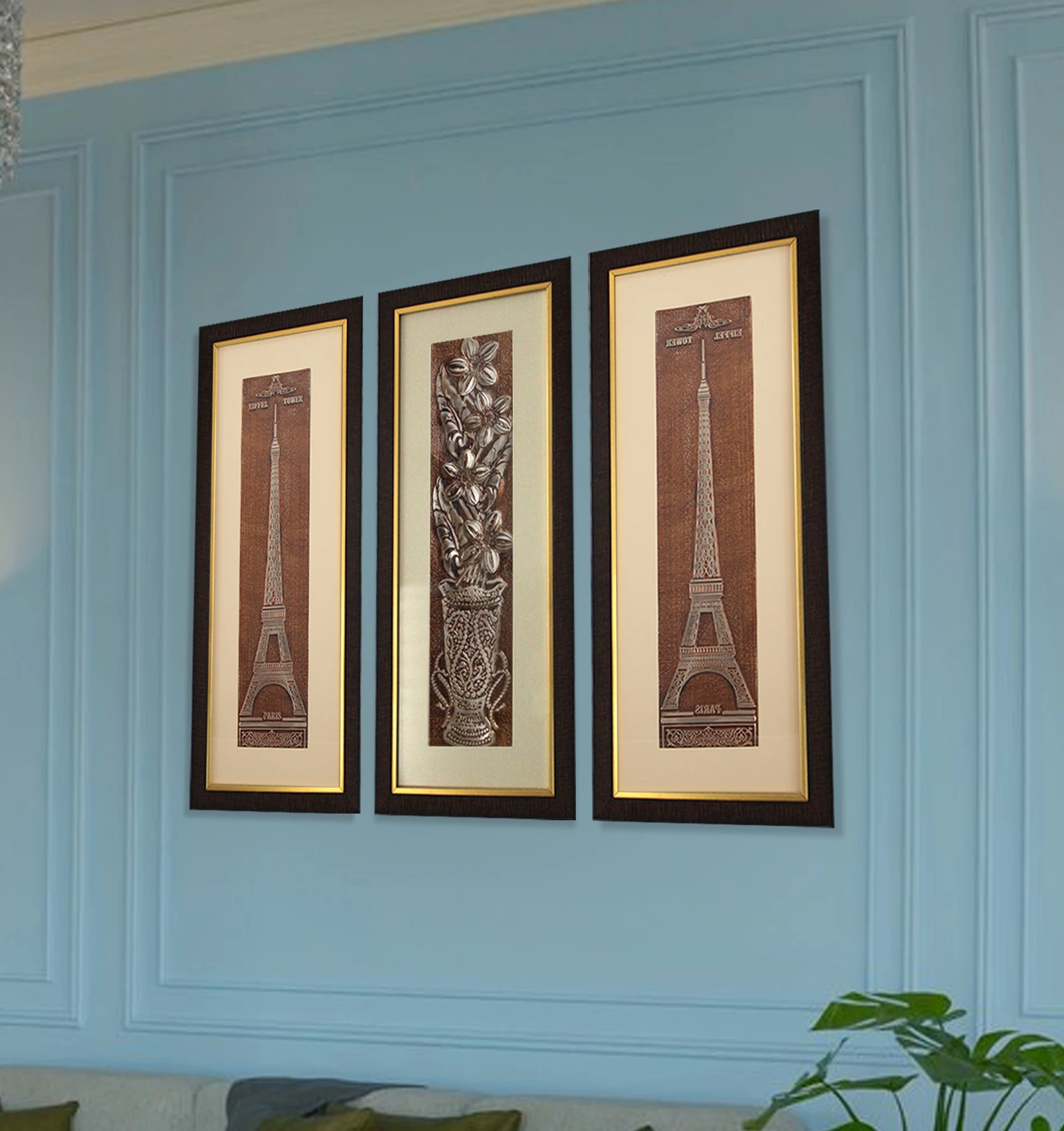 Eiffel Tower And Flower Wall Painting