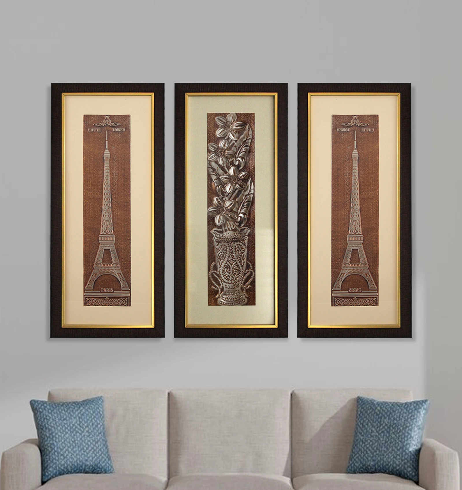 Eiffel Tower And Flower Wall Painting
