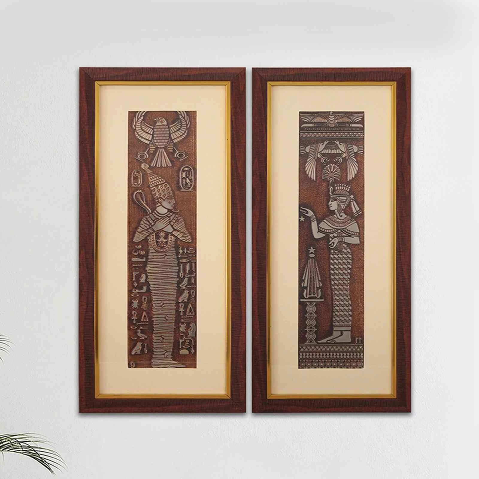Egyptian King Pharaoh Wall Painting | Golden and Brown Design