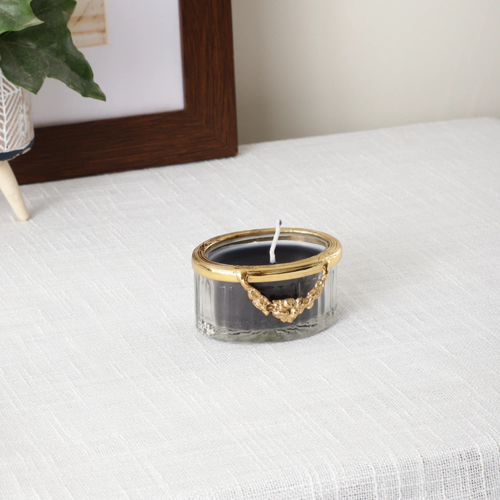 snowy whisper white scented candle jar with Golden Ring