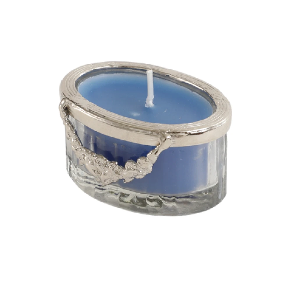 snowy whisper white scented candle jar with silver Ring