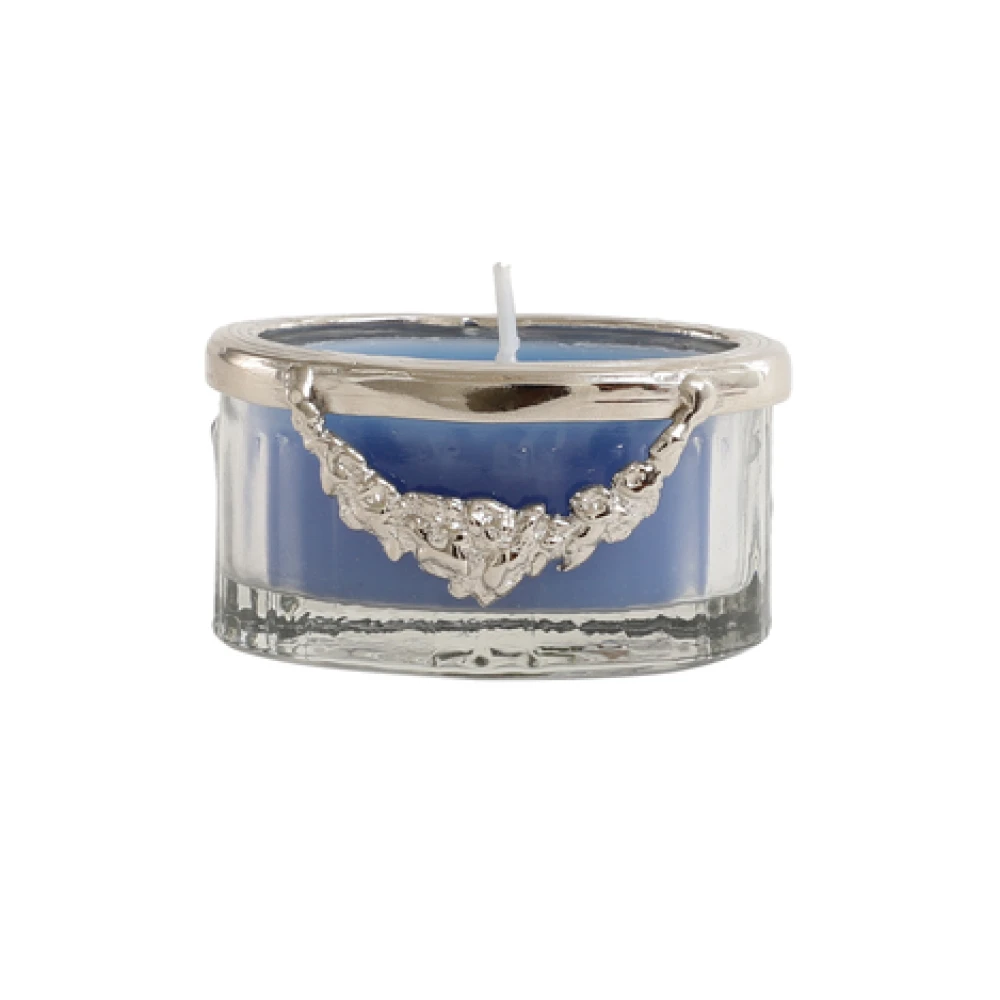 snowy whisper white scented candle jar with silver Ring