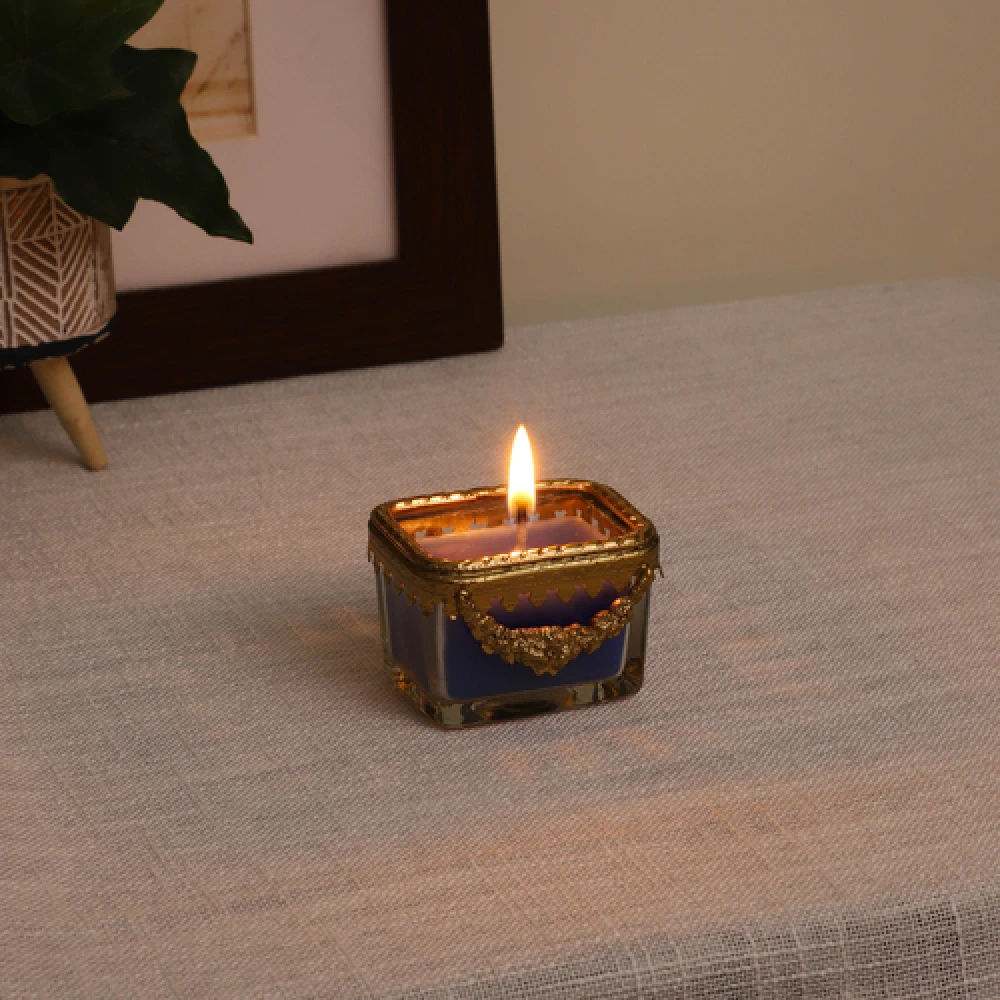 snowy whisper white scented candle glass jar with Golden Ring