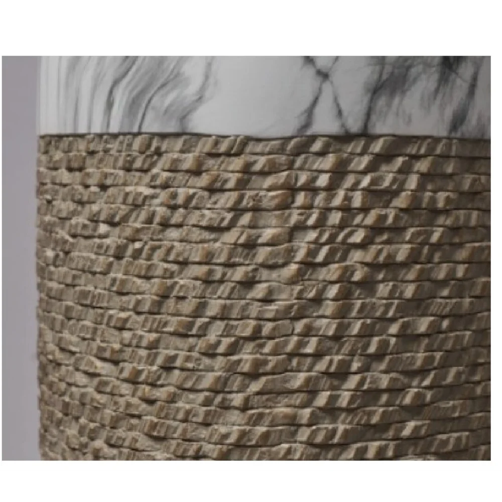 Elfloren tall decorative floor vase featuring a textured handcrafted body with an elegant marble-finish rim, perfect for enhancing modern and luxury interiors.