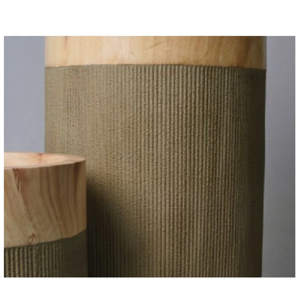 Elfloren Ribbed Polyresin Floor Vase with Wood Finish Top | Modern Decorative Tall Vase for Luxury Home Décor