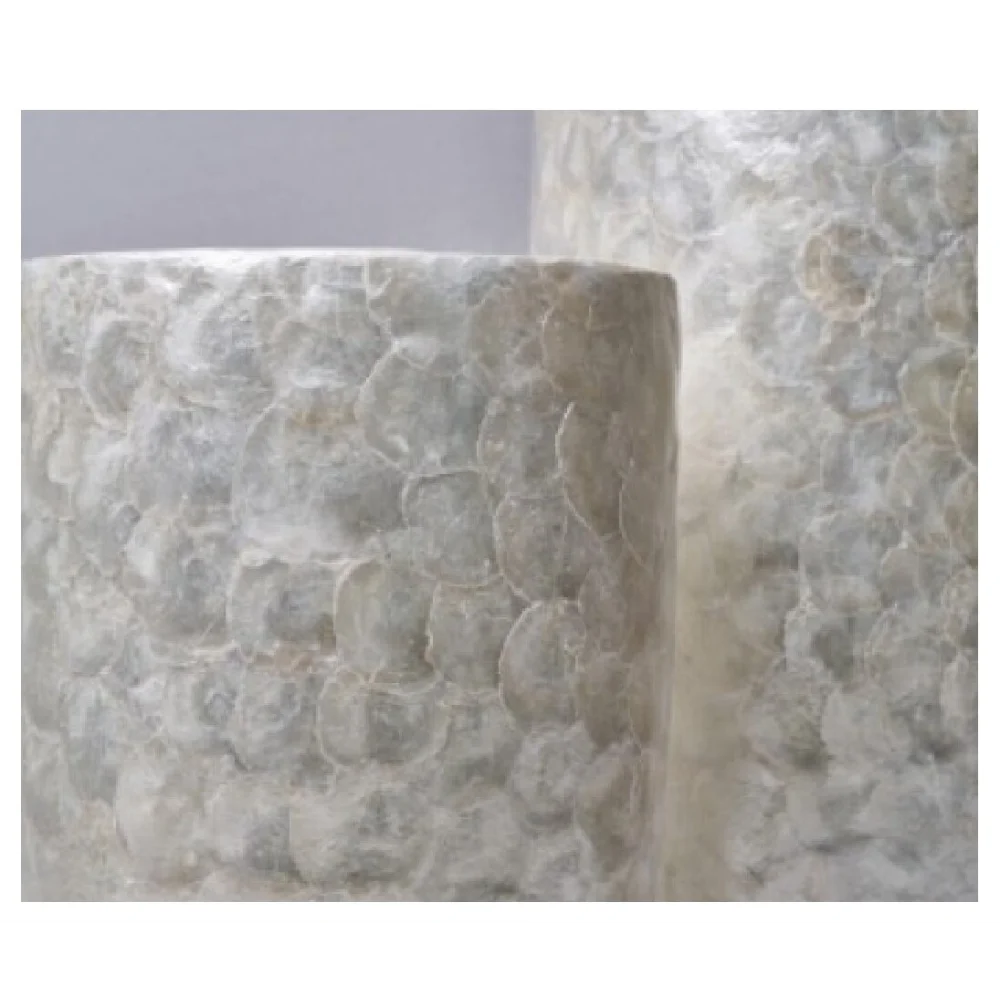Elfloren Beige Polyresin Decorative Vase Set | Handmade Marble Texture Flower Vases for Modern Home Decor