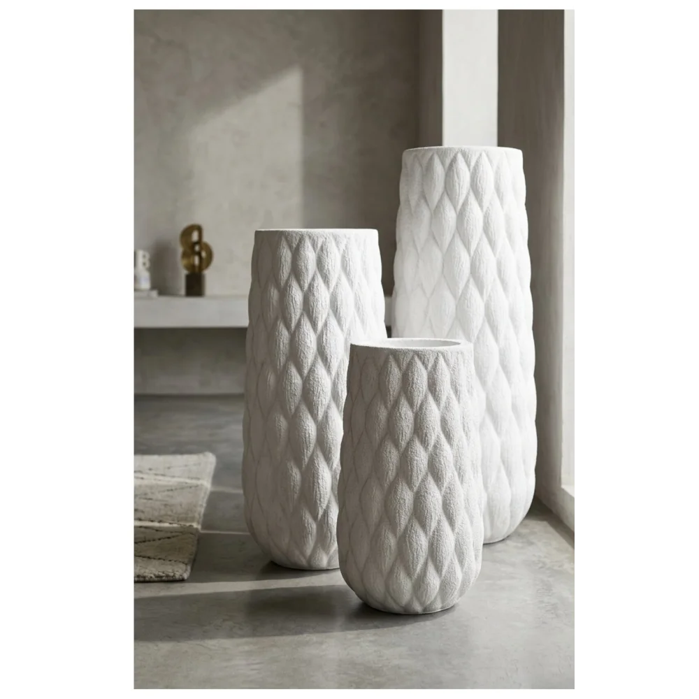 Elfloren Modern Textured Polyresin Floor Vase Collection | Luxury Decorative Tall Vase | Available in 24, 32 & 40 Inch
