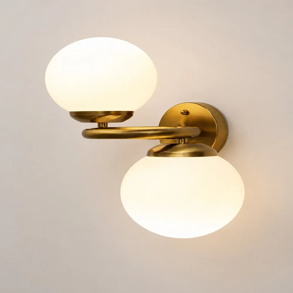 Modern Double Globe Brass Wall Light