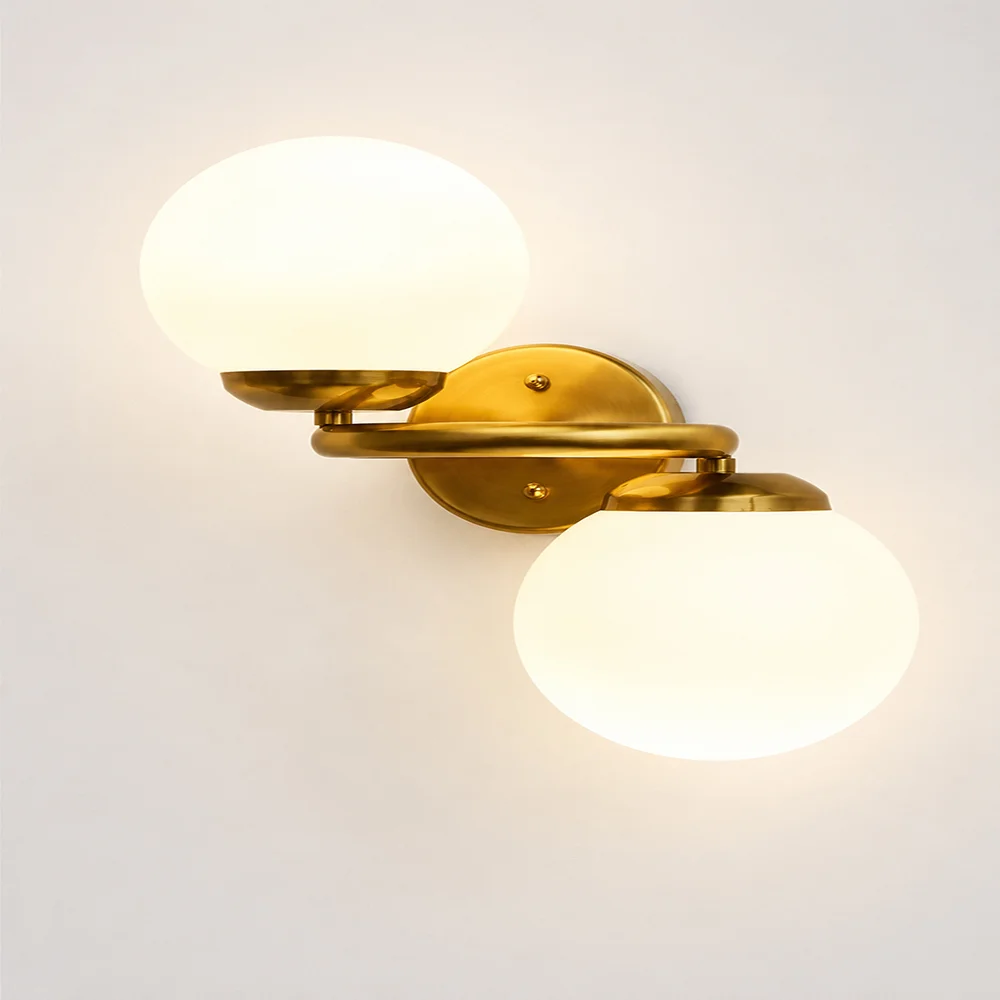 Modern Double Globe Brass Wall Light