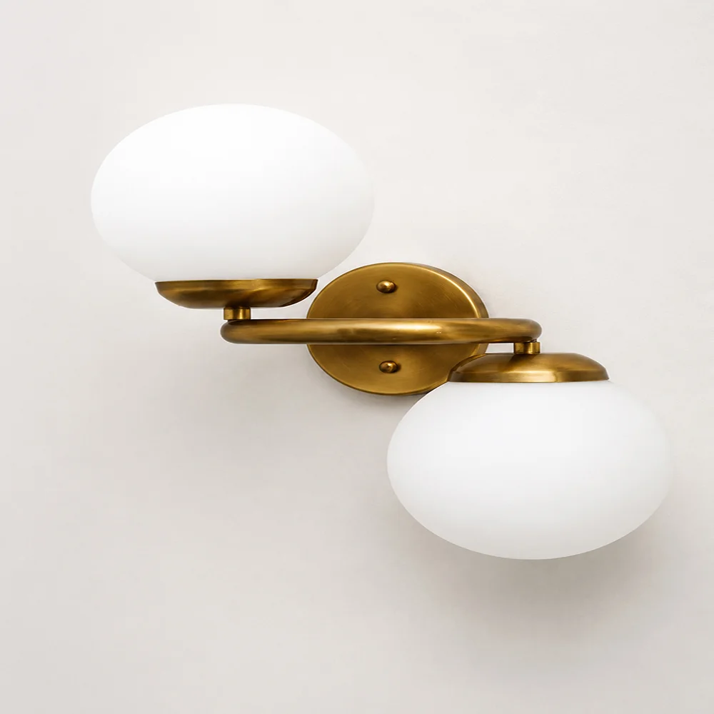 Modern Double Globe Brass Wall Light