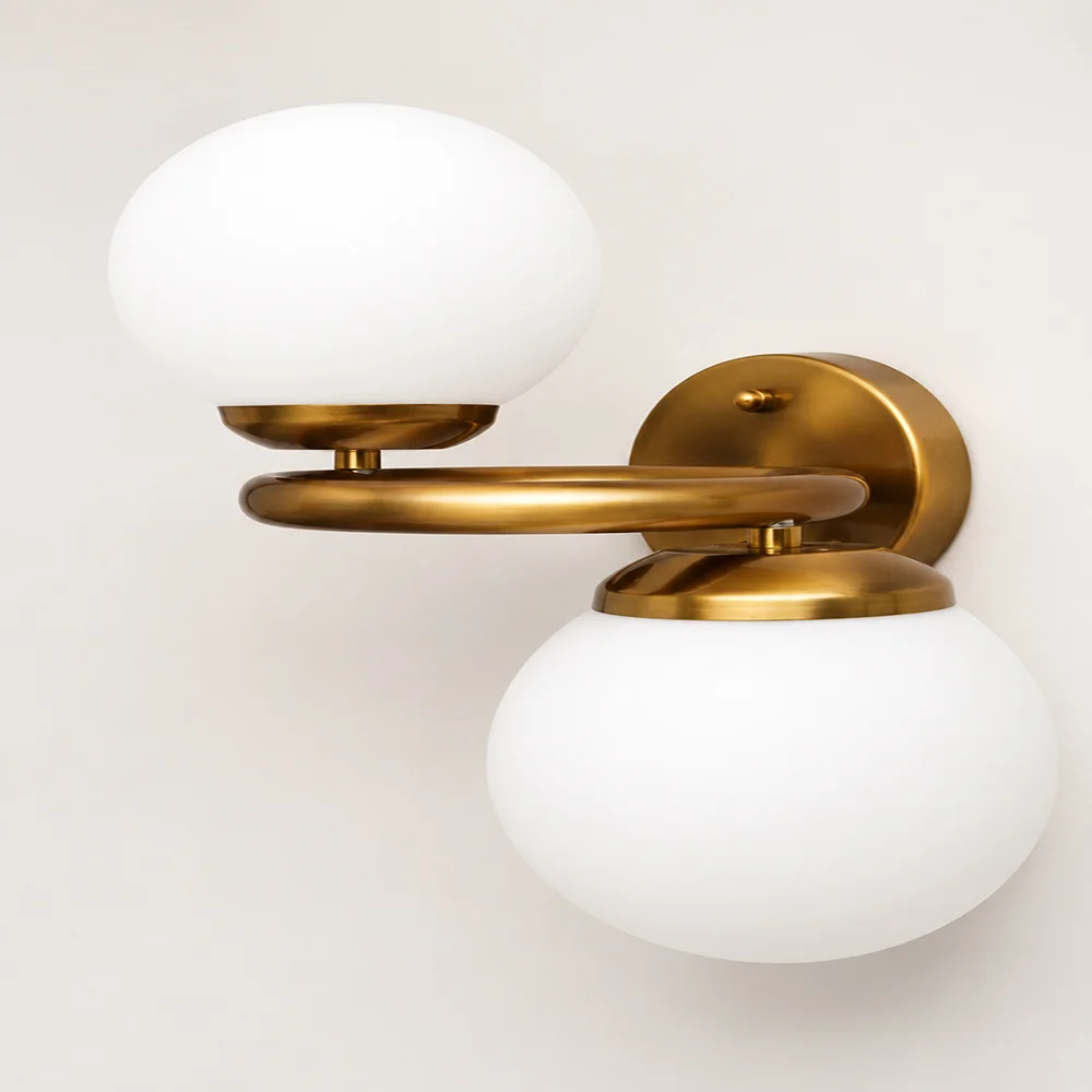 Modern Double Globe Brass Wall Light