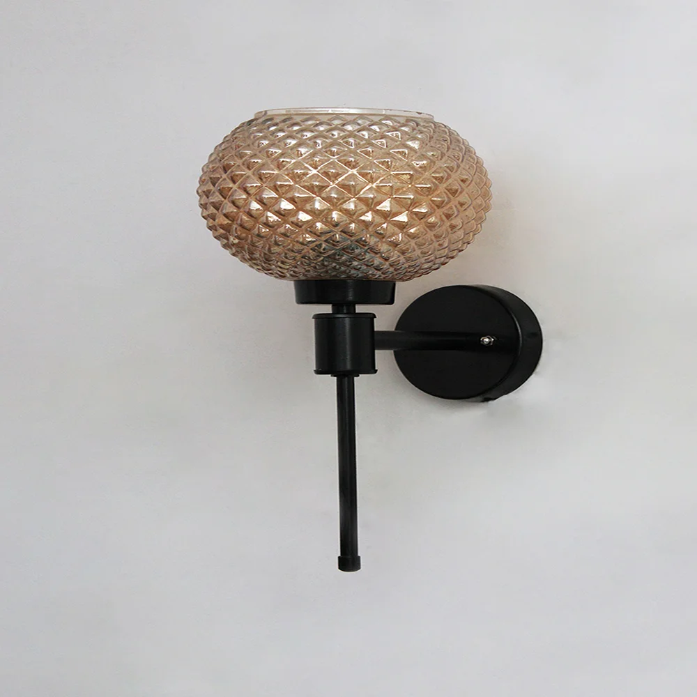 Amber Diamond Glass Black Wall Sconce | SKE-140010_ADGBWC