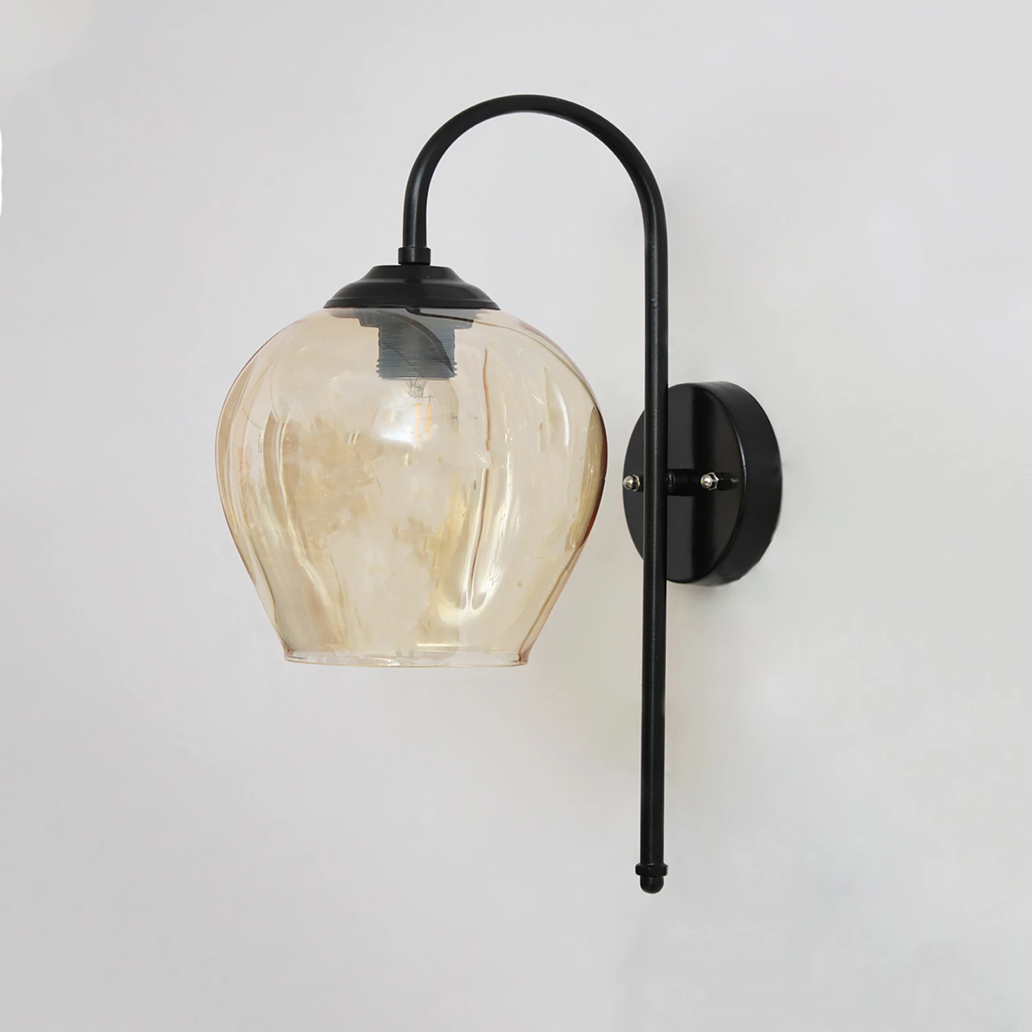Hanging Downward Amber Glass black Wall Light | SKE-140010_HDAGBWL