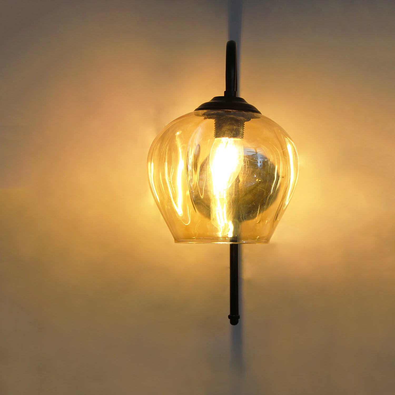 Hanging Downward Amber Glass black Wall Light | SKE-140010_HDAGBWL