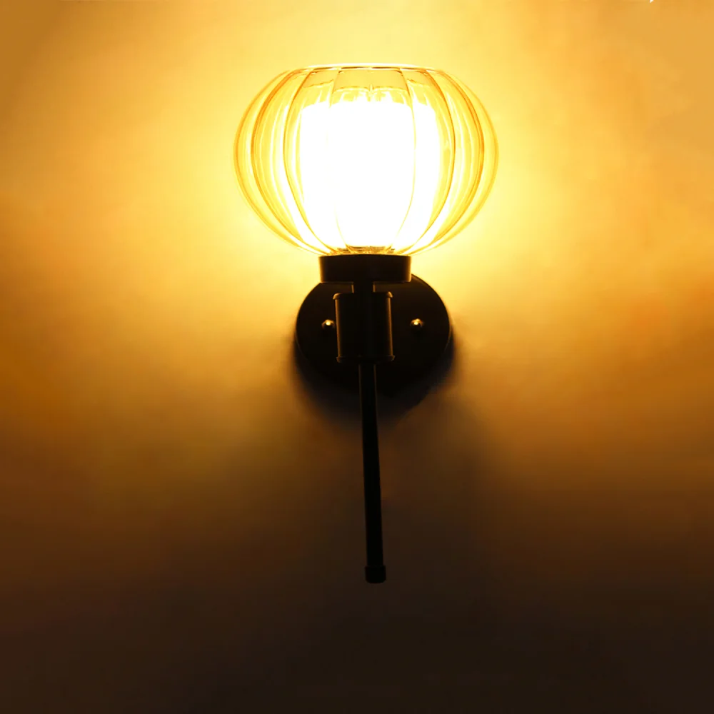 Modern Amber Kharbuja Glass Black Lamp | SKE-140010_MAKGBL