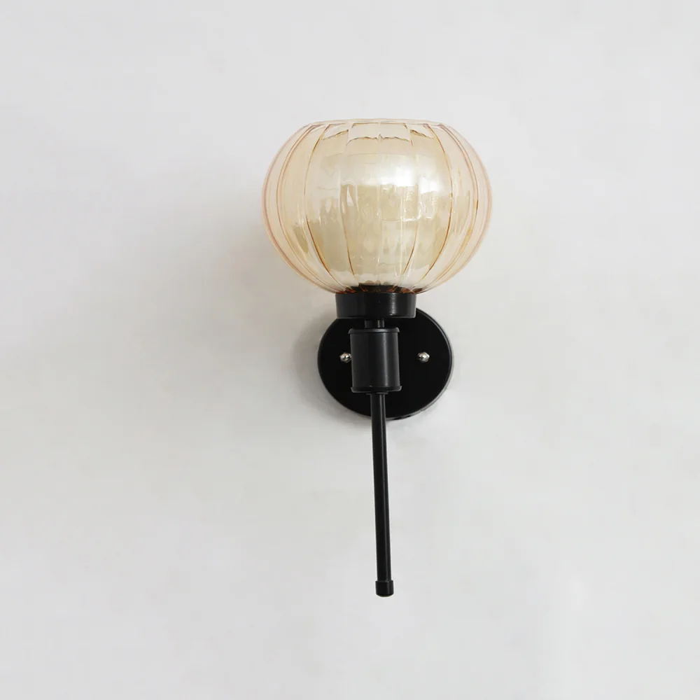 Modern Amber Kharbuja Glass Black Lamp | SKE-140010_MAKGBL