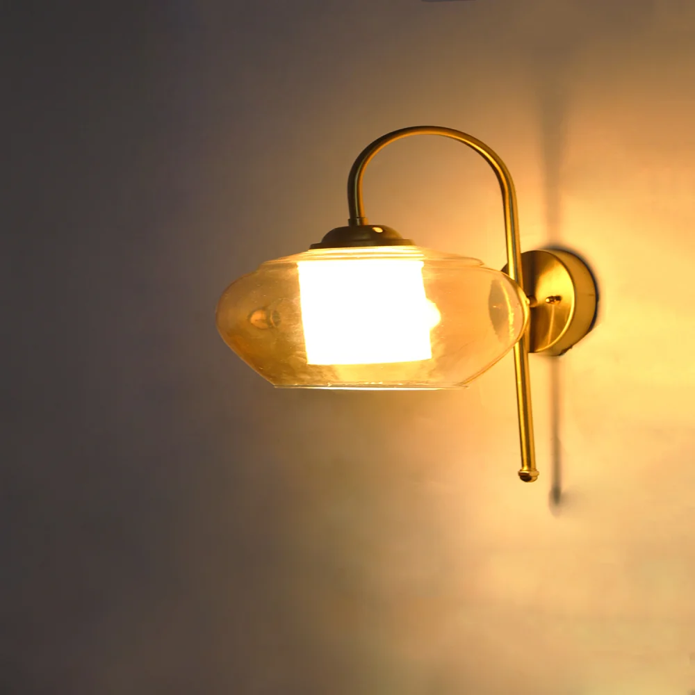 Minimal Brass Down Kachori Glass Wall Lamp | SKE-140012_2_EBDWLRAG