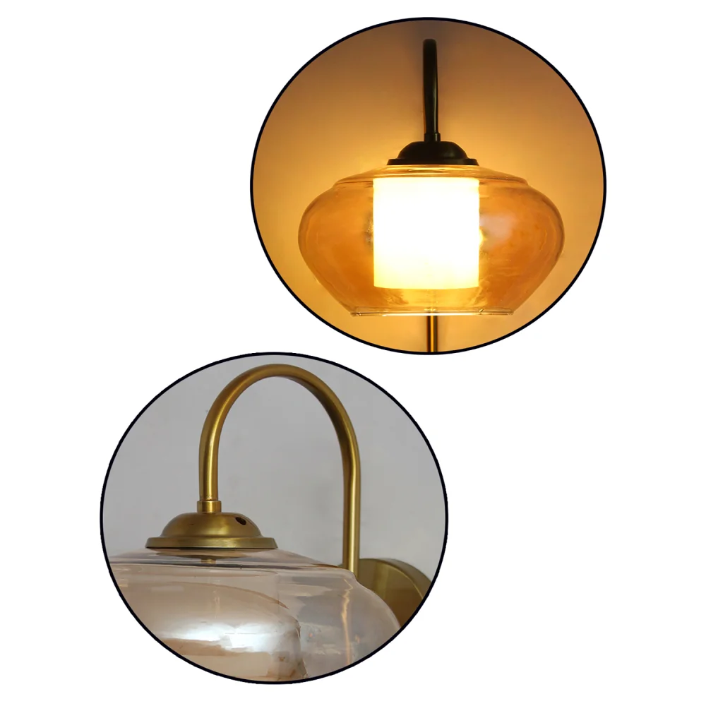 Minimal Brass Down Kachori Glass Wall Lamp | SKE-140012_2_EBDWLRAG