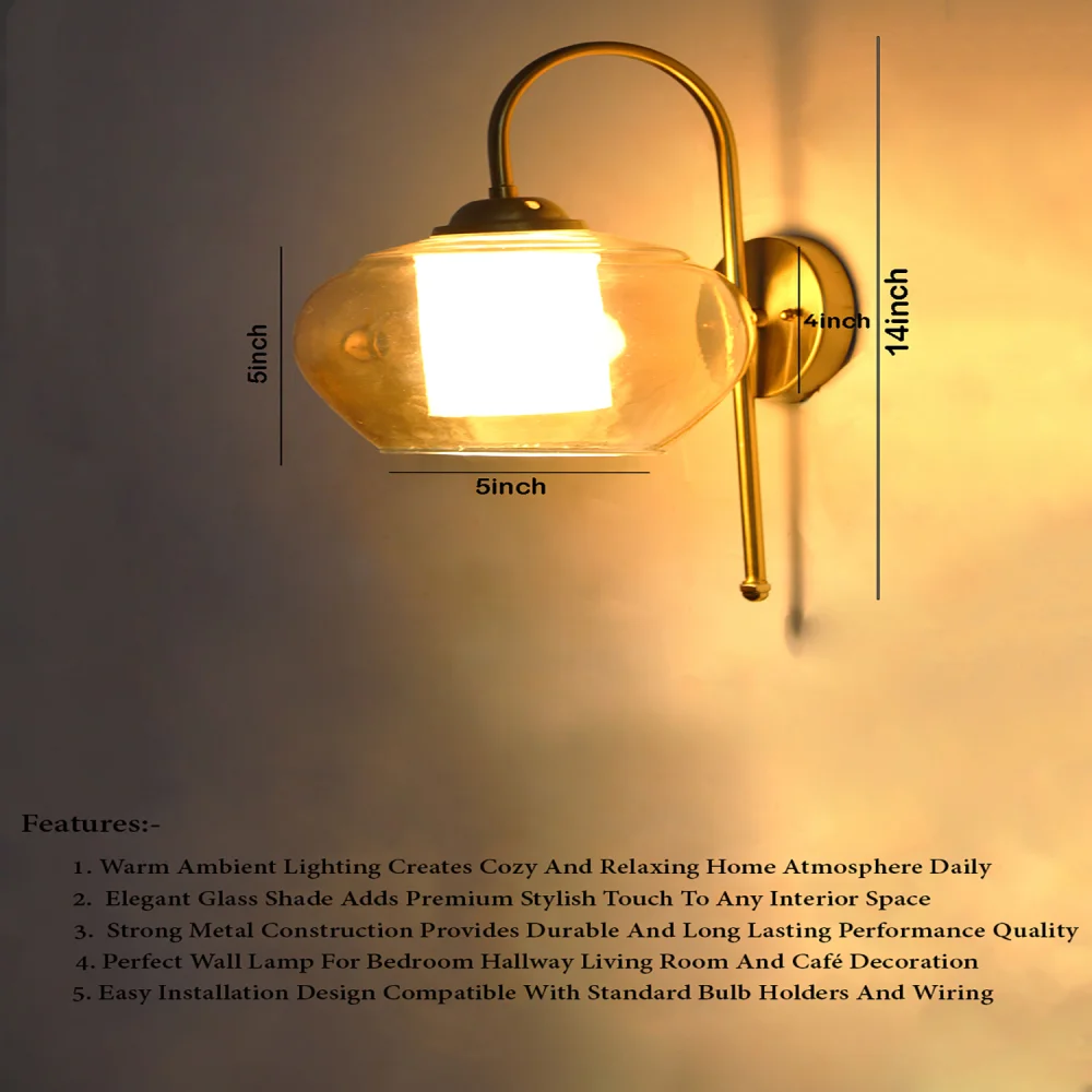 Minimal Brass Down Kachori Glass Wall Lamp | SKE-140012_2_EBDWLRAG