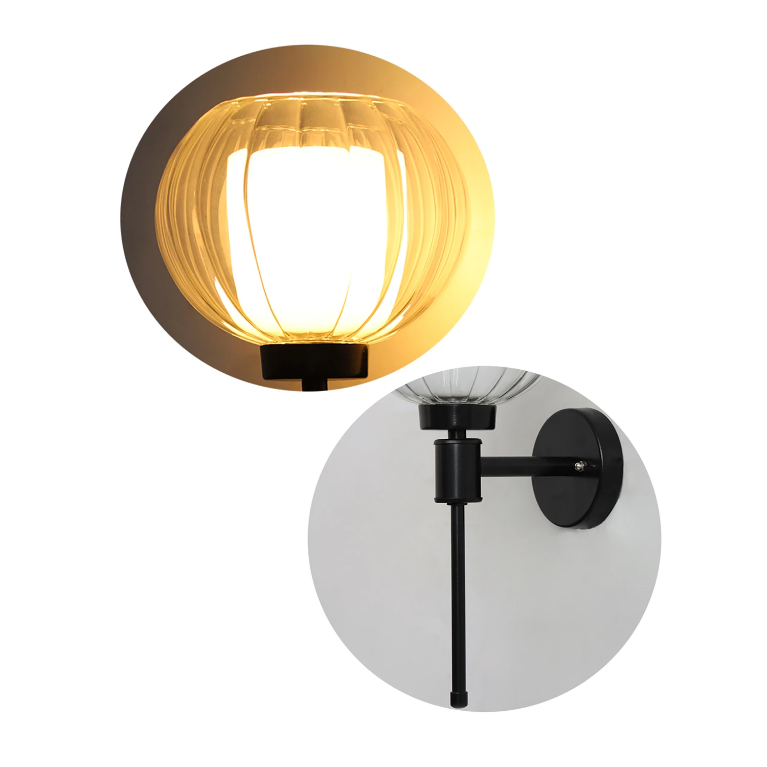 Clear Kharbuja Glass Black Wall Lamp | SKE-140010_CKGBWL