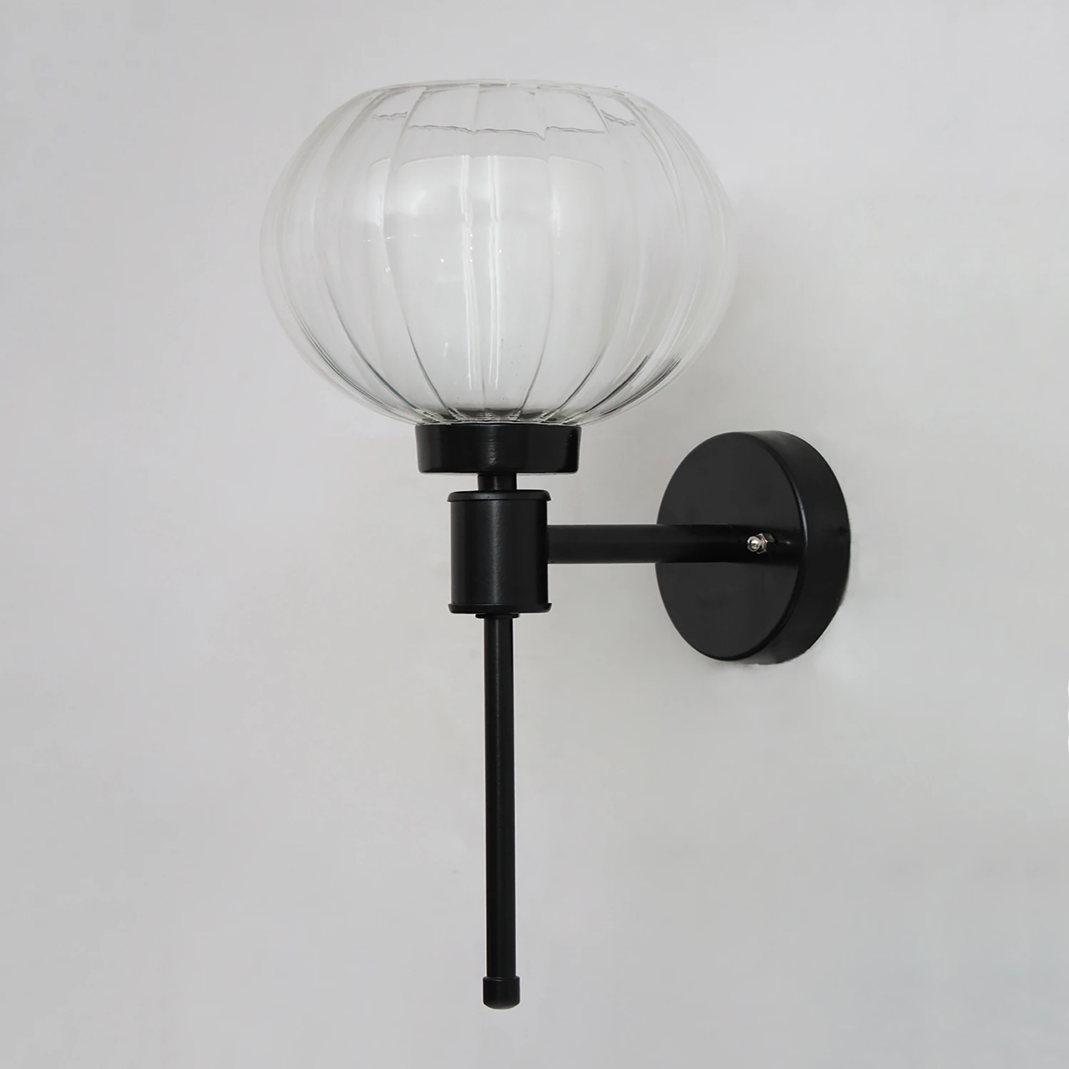 Clear Kharbuja Glass Black Wall Lamp | SKE-140010_CKGBWL