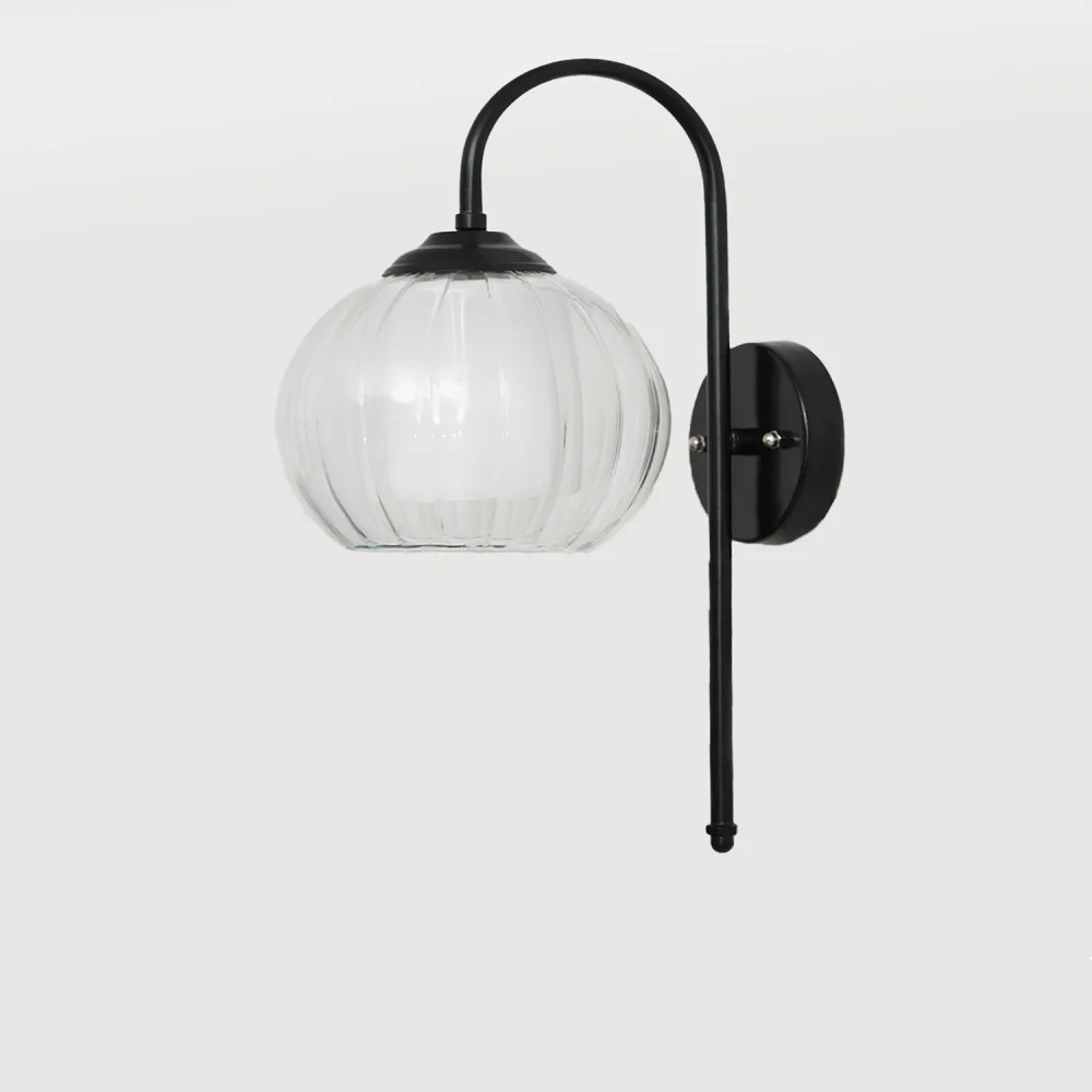 Clear Downward Globe Black Wall Lamp | SKE-140010_CDGBWL