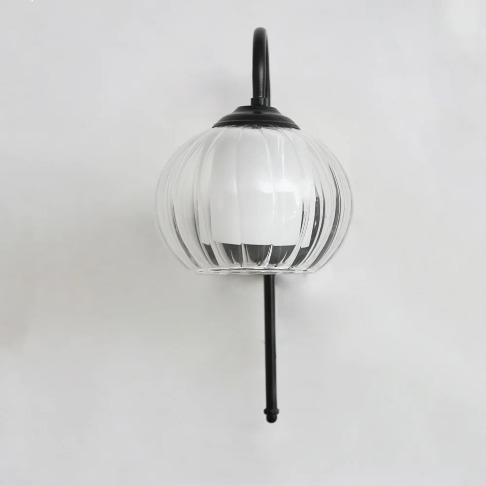 Clear Downward Globe Black Wall Lamp | SKE-140010_CDGBWL