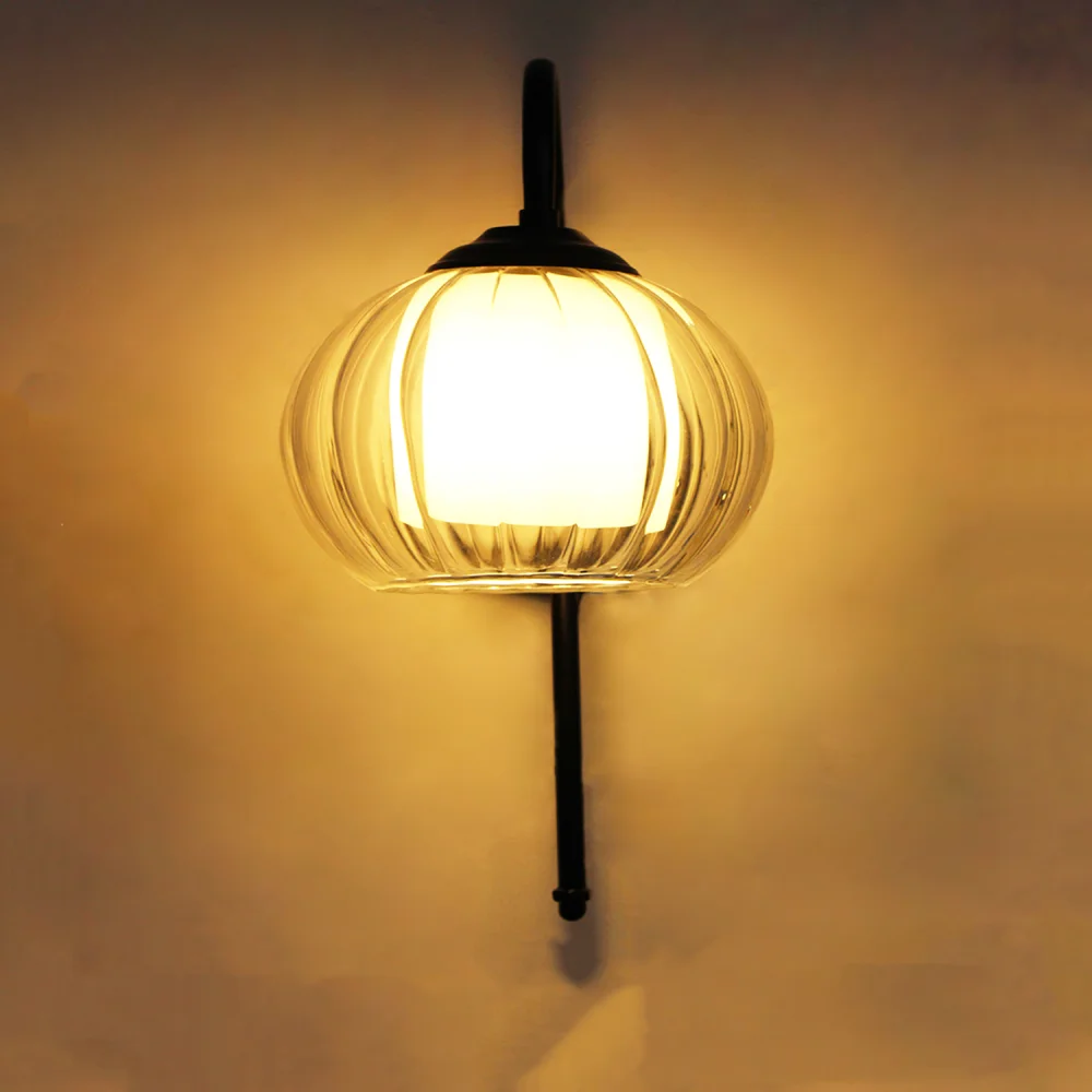 Clear Downward Globe Black Wall Lamp | SKE-140010_CDGBWL