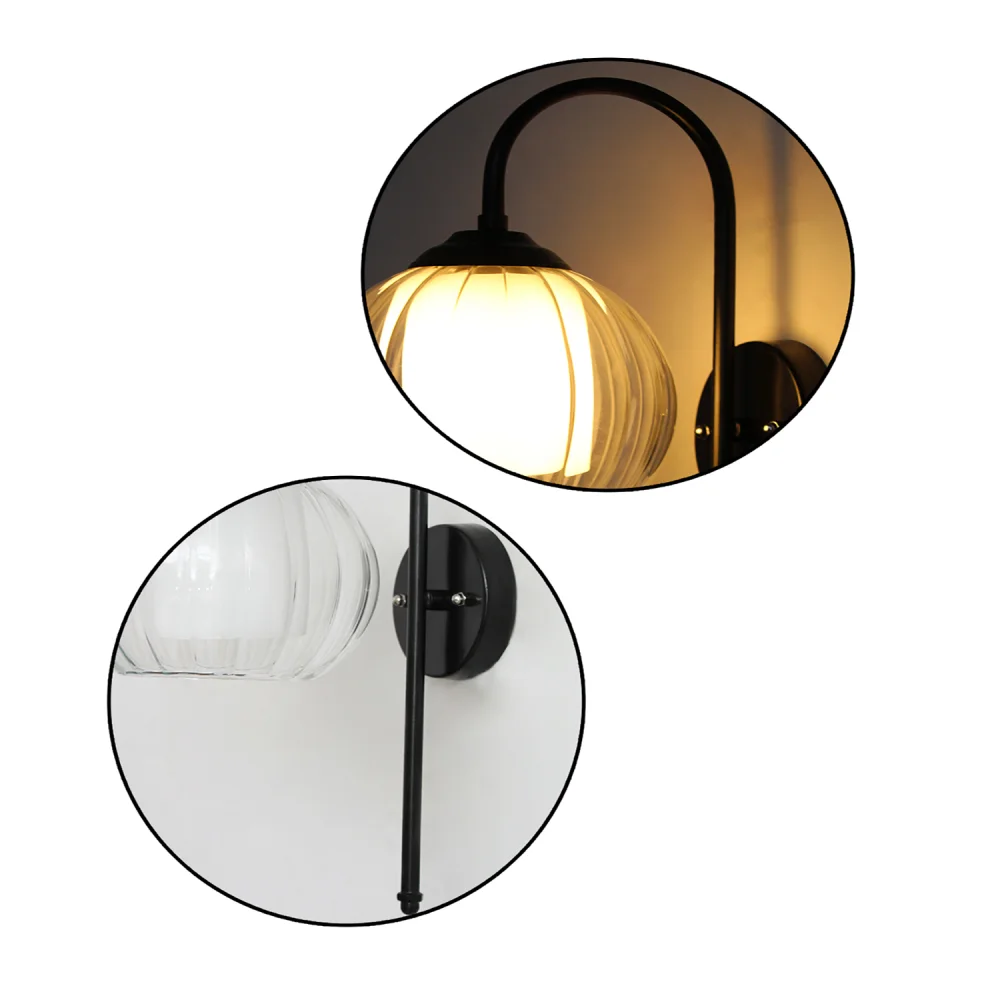 Clear Downward Globe Black Wall Lamp | SKE-140010_CDGBWL