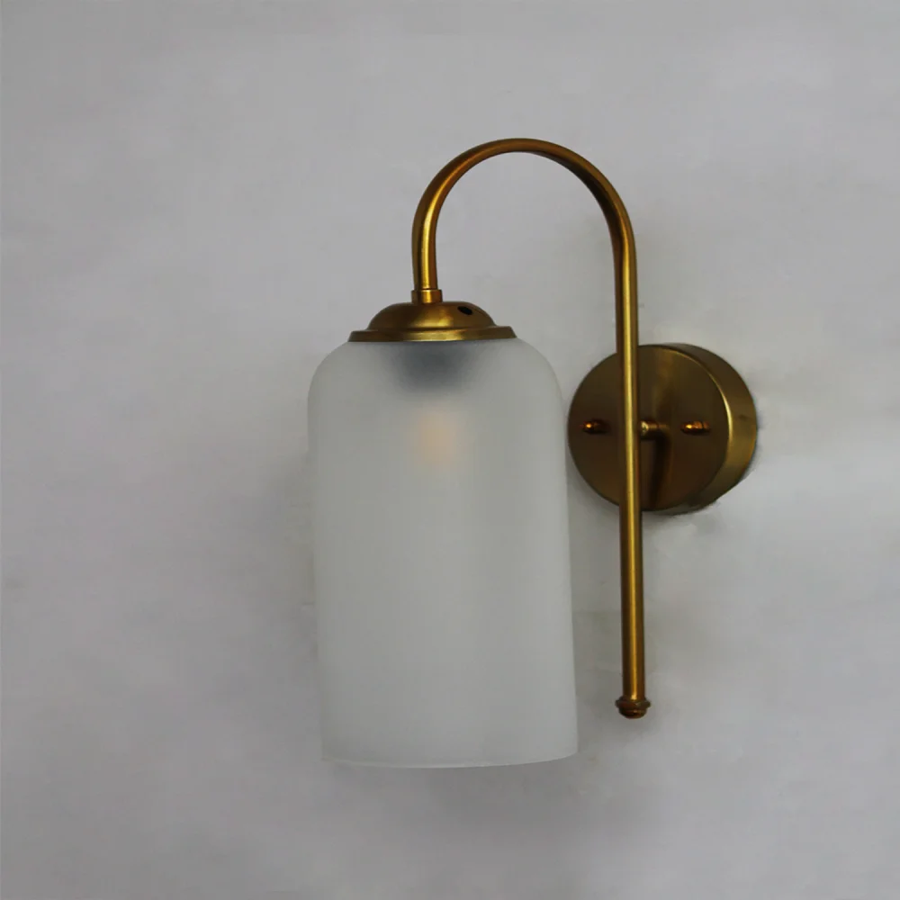 Brass Wall Light with Frosted Glass Cylinder Shade | SKE-140012_2_MBDWSWMFG