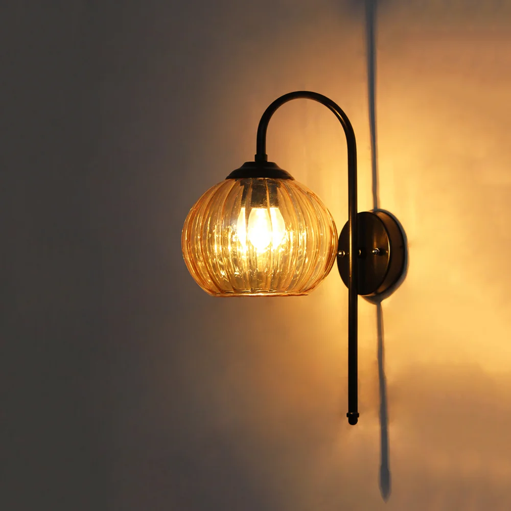 Modern Amber Hanging Black Wall Lamp | SKE-140012_MAHBWL