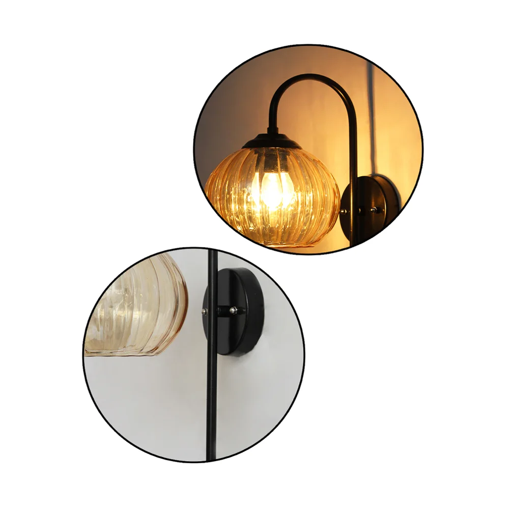 Modern Amber Hanging Black Wall Lamp | SKE-140012_MAHBWL