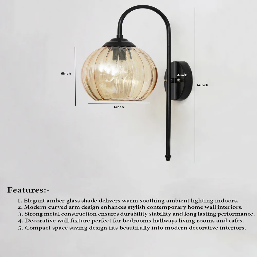 Modern Amber Hanging Black Wall Lamp | SKE-140012_MAHBWL