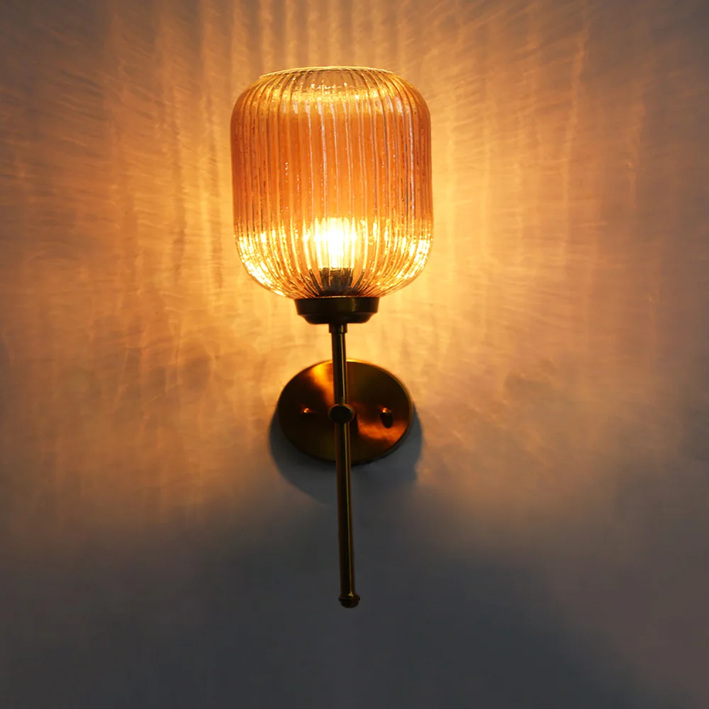 Elegant Brass Wall Sconce with Amber Kachori Glass| SKE-140010_2_EBWSAKG