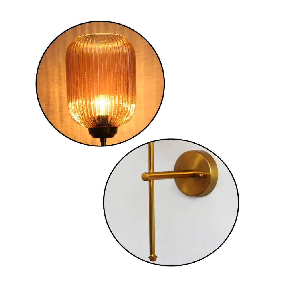 Elegant Brass Wall Sconce with Amber Kachori Glass| SKE-140010_2_EBWSAKG