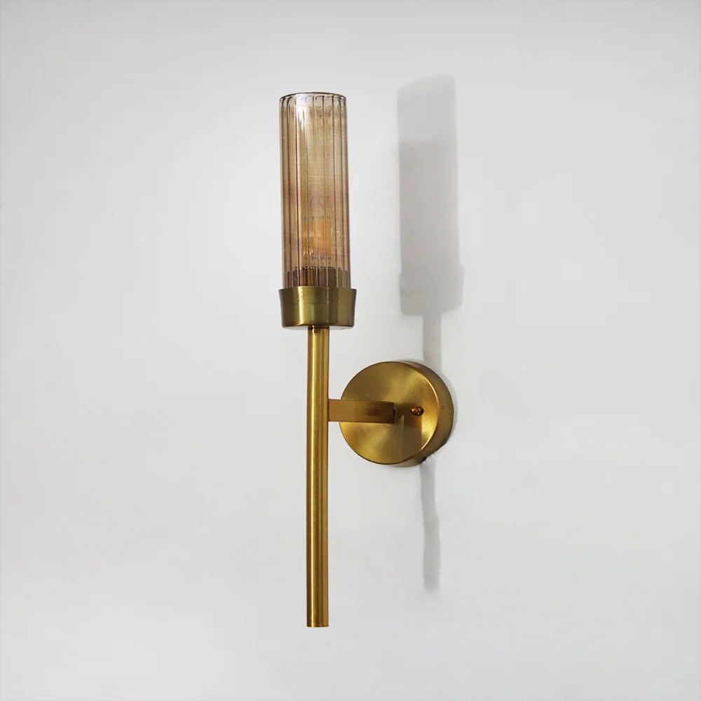 Smoky Glass Slim Linear Wall Lamp Brass | SKE-140016_SGSTWL