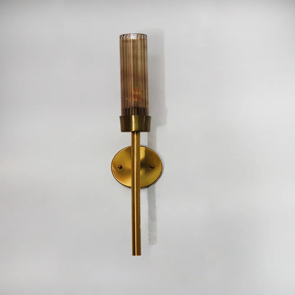 Smoky Glass Slim Linear Wall Lamp Brass | SKE-140016_SGSTWL