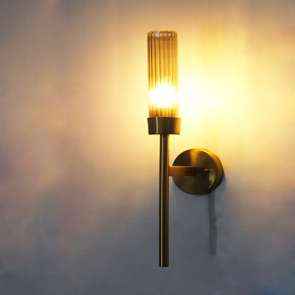 Smoky Glass Slim Linear Wall Lamp Brass | SKE-140016_SGSTWL