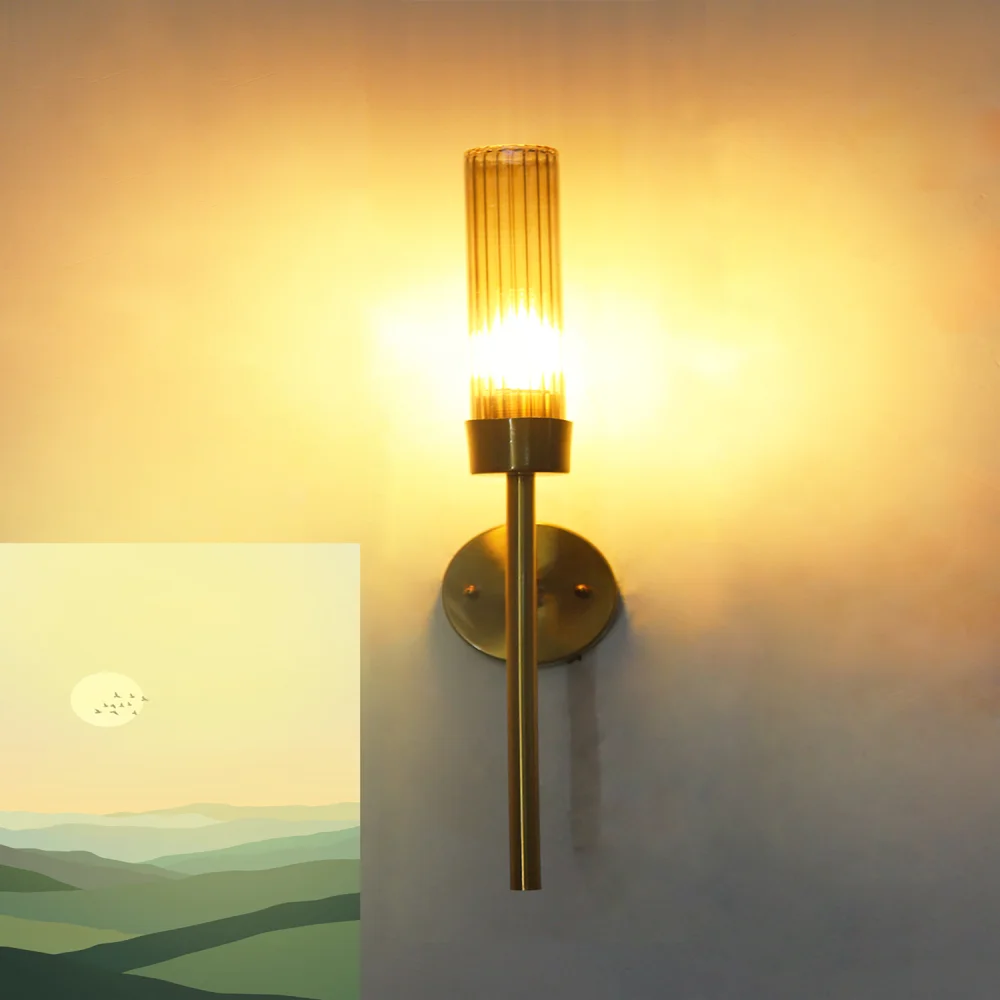 Smoky Glass Slim Linear Wall Lamp Brass | SKE-140016_SGSTWL