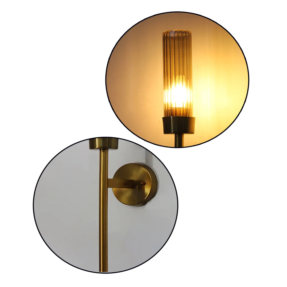 Smoky Glass Slim Linear Wall Lamp Brass | SKE-140016_SGSTWL