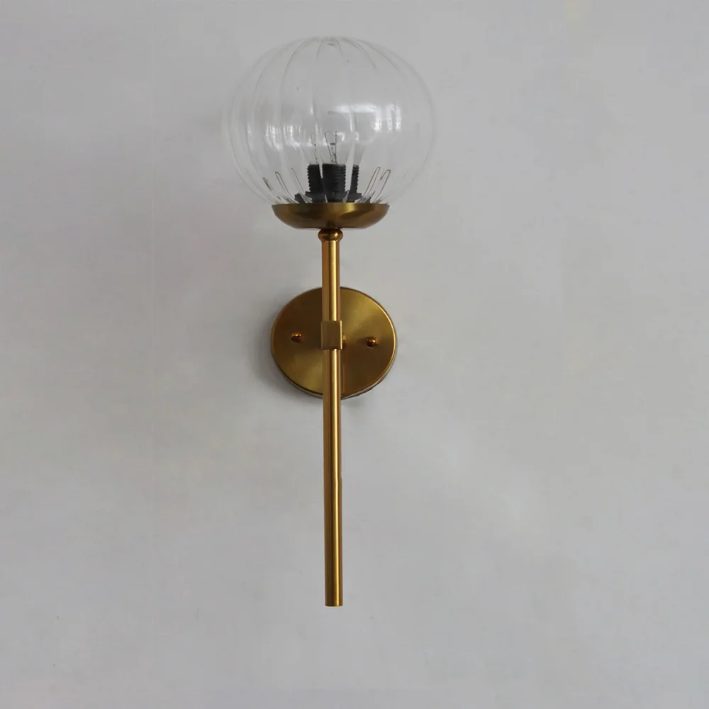 Modern Brass Funner Wall Light Clear Kharbuja Glass | SKE-140064_MBFWLCKG