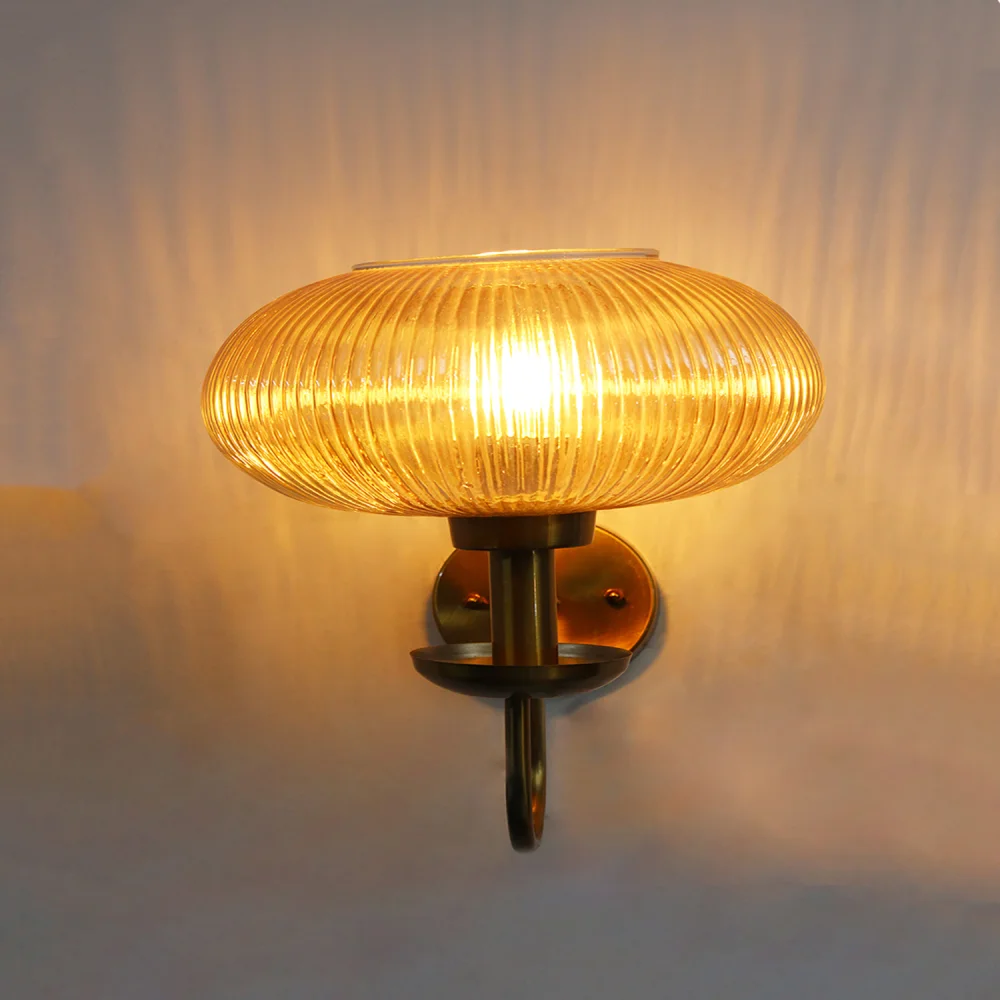Kachori Amber Ribbed Glass Wall Lamp | SKE-140065_KARGWL