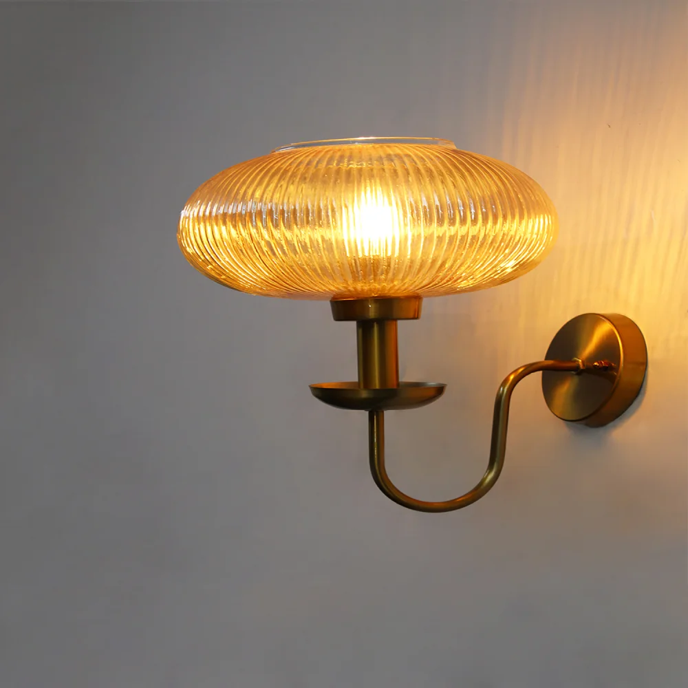 Kachori Amber Ribbed Glass Wall Lamp | SKE-140065_KARGWL