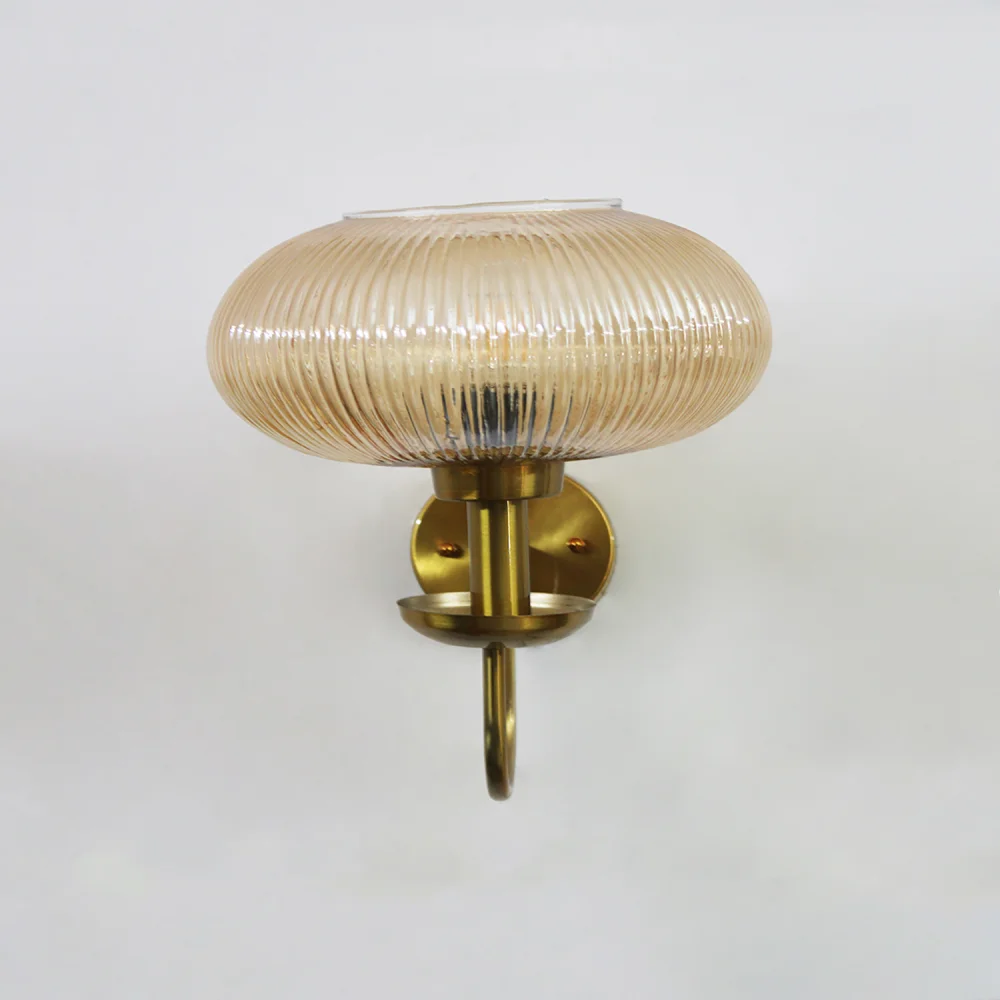 Kachori Amber Ribbed Glass Wall Lamp | SKE-140065_KARGWL