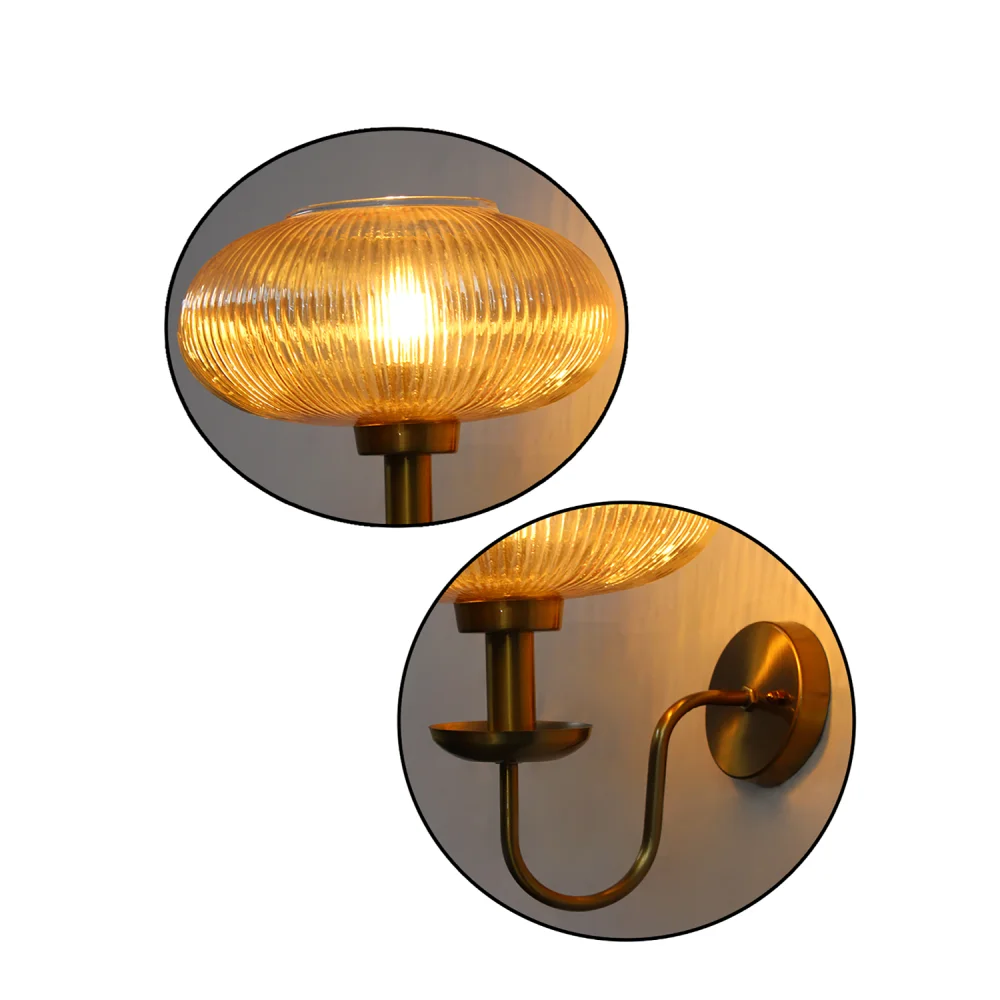 Kachori Amber Ribbed Glass Wall Lamp | SKE-140065_KARGWL