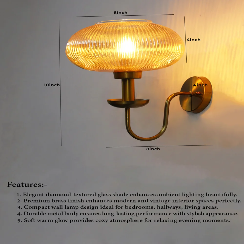 Kachori Amber Ribbed Glass Wall Lamp | SKE-140065_KARGWL