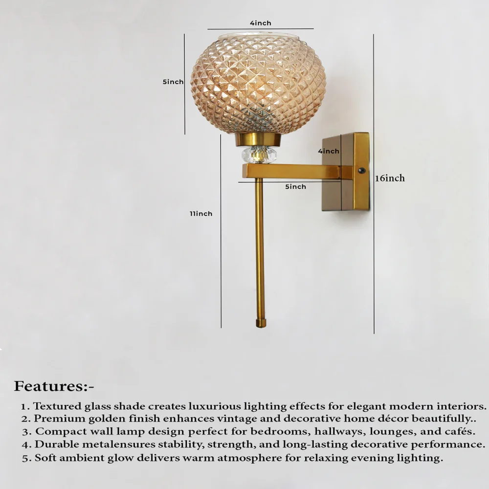 Amber Diamond Cut Glass Wall Light | SKE-140066_ADCGWL